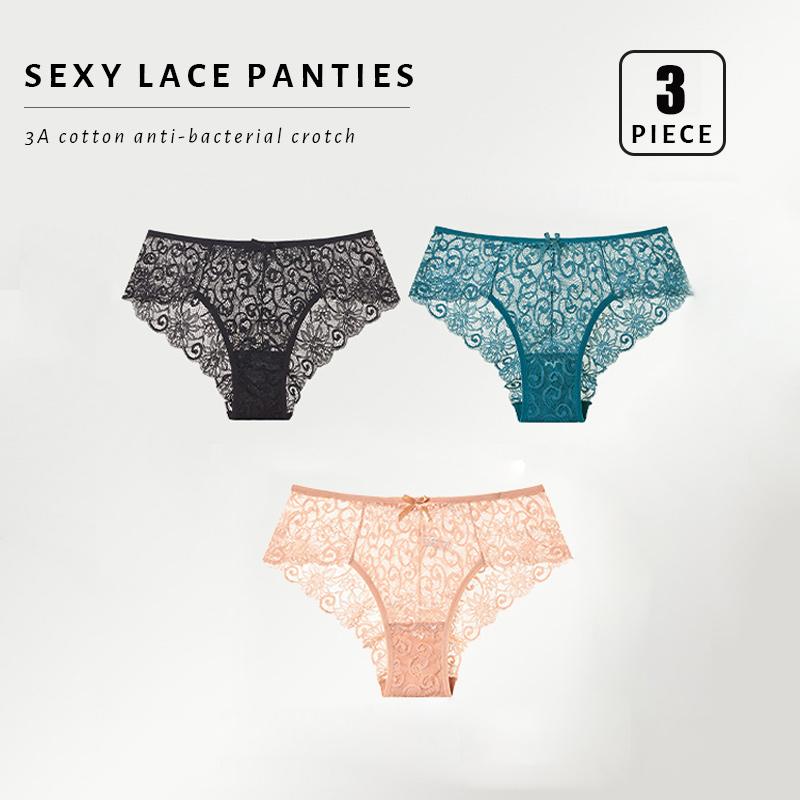

FallSweet 3 шт./лот! Женские кружевные дышащие прозрачные трусики Интимное нижнее белье Дамское сексуальное нижнее белье S-XL XL