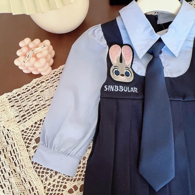 Children's Rabbit Dress - New Spring/Autumn Two-Piece Long-Sleeve with Tie