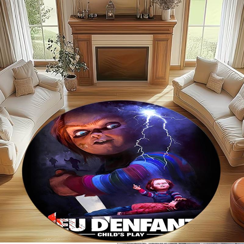 Chucky Print Round Rug, Washable Floor Carpet, For Entryway Dorm Laundry Room Office Study, Home Decor Birthday Christmas Gift