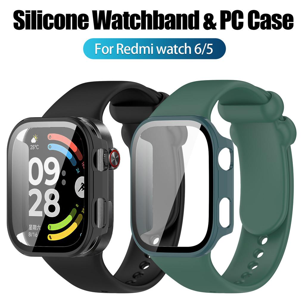 Silicone Strap with PC Case Cover for Redmi Watch 6 Band Sports Comfortable Replacement Bracelet for Xiaomi Redmi Watch6