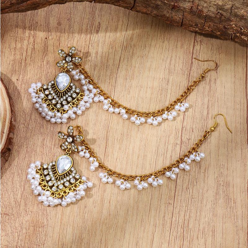 Bohemian Flower Ear Pins for Women , Retro Style Titanium Alloy Earrings , Fashion Ethnic Earrings