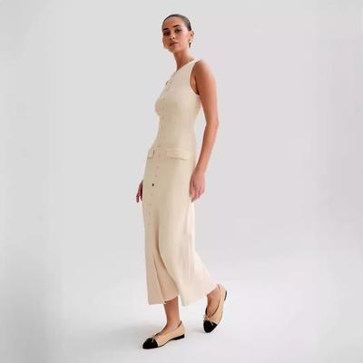 Ladies' Summer Style Sleeveless Round Neck Slim Knit Dress