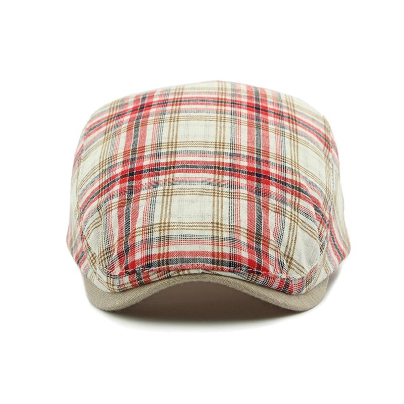 Spring Summer Thin Plaid Beret Women's British Retro Paintsman's Cap Forward Cap Men's Peaked Cap