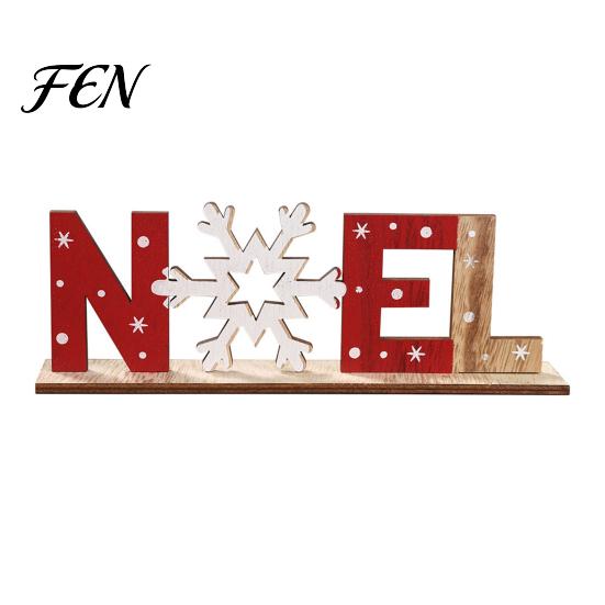Wood Letter Ornament Wooden Christmas Table Sign, XMAS SNOW NOEL Tabletop Sign with Festive Party Decor Base, Hollow Centerpiece for Xmas Decorations