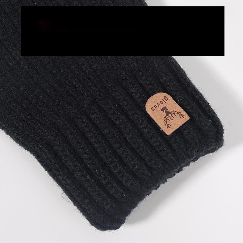 Wool Knit Touchscreen Gloves Men Winter Fleece Lined Thick Outdoor Cold Proof Warm Gloves