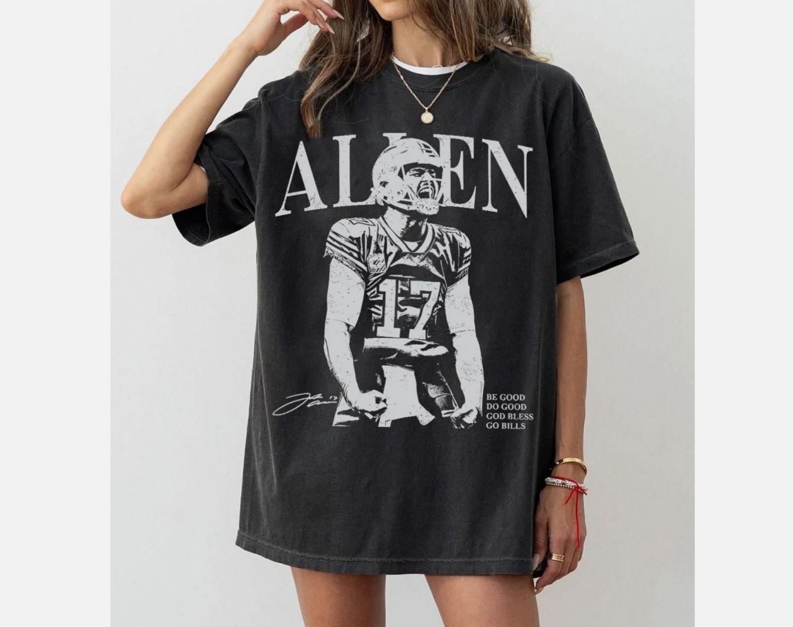 Josh Allen Retro T-Shirt Football Shirt God Bless Go Bill T-Shirt S