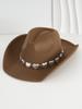 European, American and Western Cowboy Hat Top Hat Simple Versatile Metal Hollow Love Heart Hat Chain Hip Hop Punk