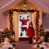 Christmas Door Cover Festive Santa Claus Background Christmas Door Decorations Banner Cover for Indoor Outdoor Home Kitchen