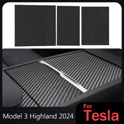 Model 3 Highland 2024 Kryt panelu středové konzole Nálepky ozdobné díly z pravého karbonového vlákna Příslušenství pro Tesla Model 3 2024 Highland