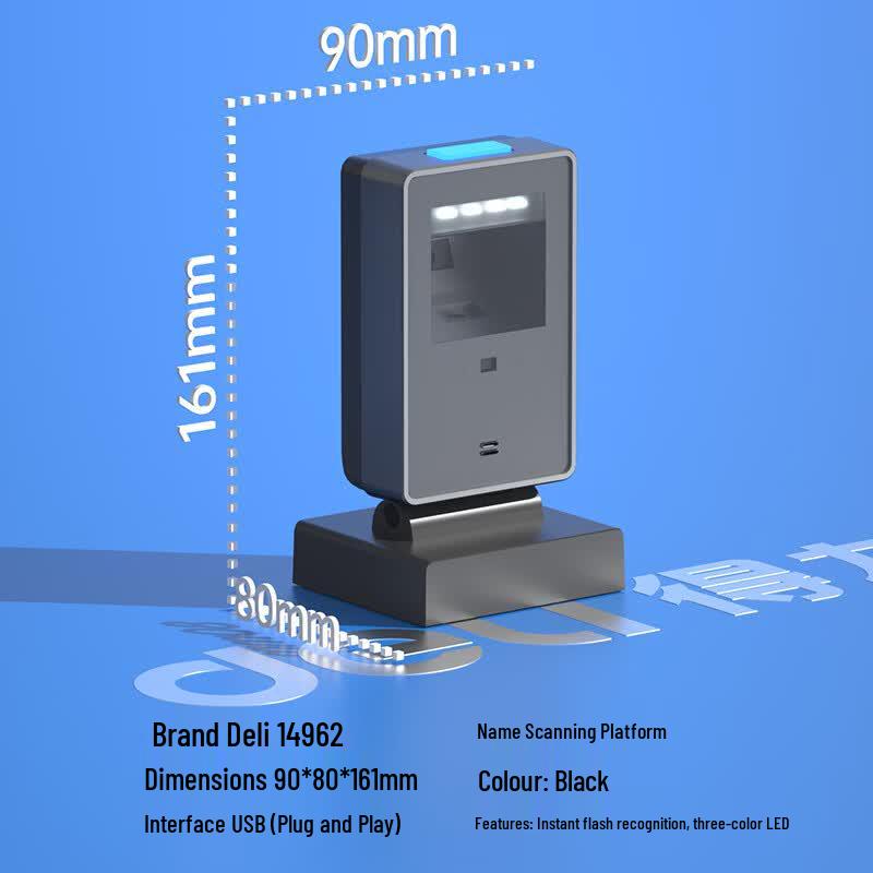 Deli 14962 Wired Barcode & QR Code Scanner