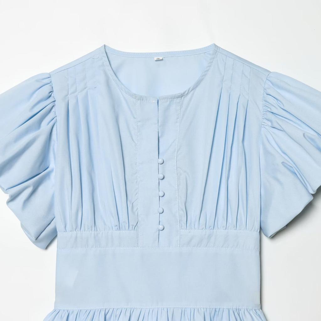 European and American Style New Women's Fashionable Puff Sleeve Ruffled Decorative Shirt 5770040