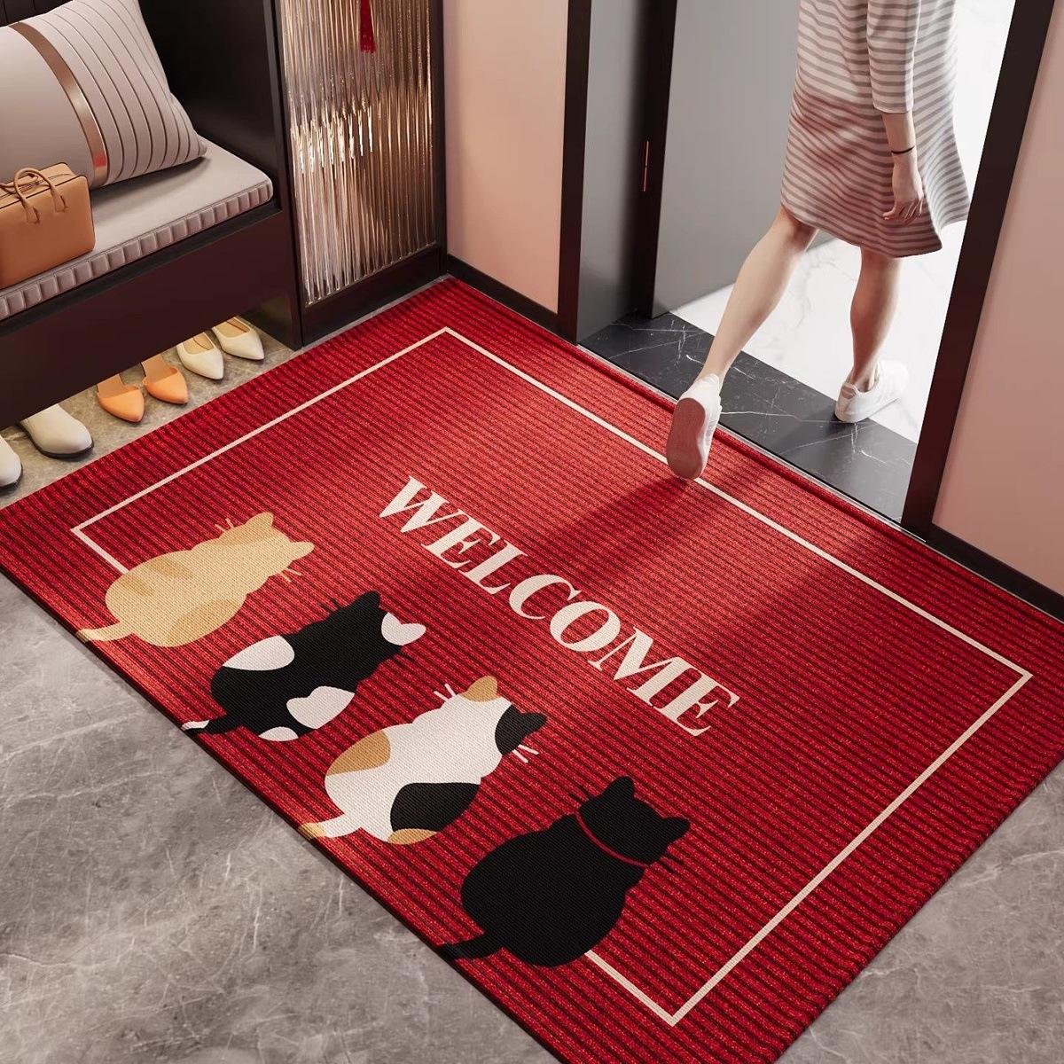 

Welcome Home Carpet Mat Rug Home Decoration Dachshund Dog Pattern Red Beige Vintage American Style Floor Decor Welcome Mat 40cm x 60cm