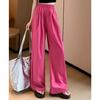 Women's High Waist Wide Leg Straight Long Ice Silk Loose Fit Casual Pants Trousers