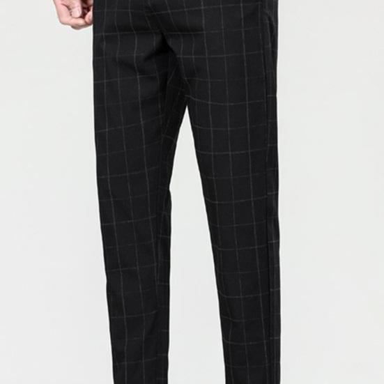 Muži Deváté kalhoty Rovný kostkovaný potisk Boční kapsy Tenké Strečové Slim Fit Knoflík Zapínání na zip Ležérní Formální Business kalhoty