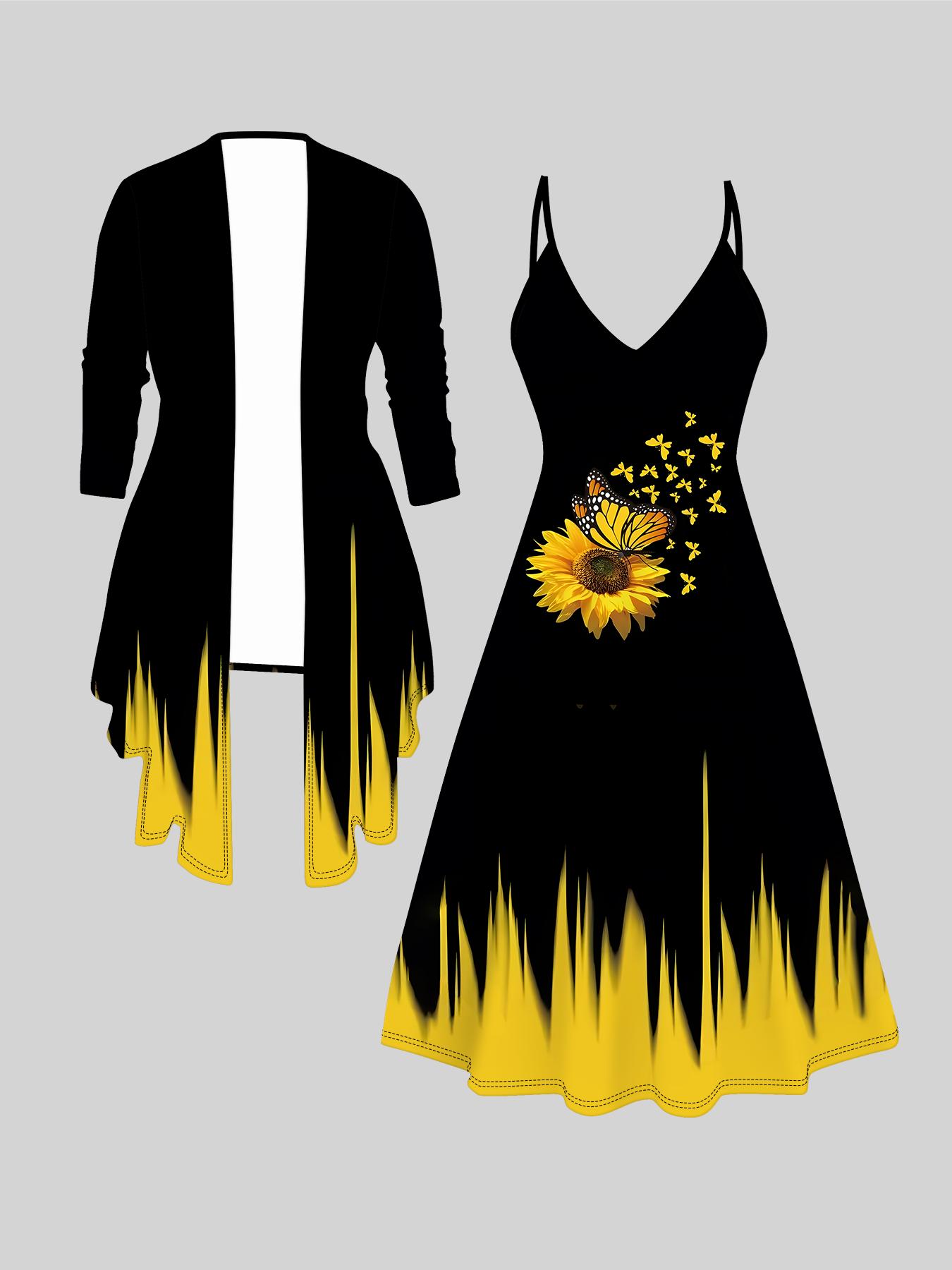 

3D Flower Pattern Printed Set Dress Coat for Valentine s Day, Eccentric Classical Totem Fashion Print,suitable for Various Scene Fashion Styles XXL чорний