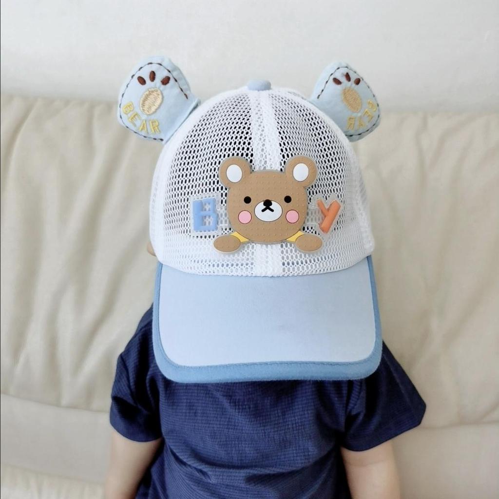 2026 Summer Toddler Mesh Baseball Cap Cute Bear Lightweight Sun Hat for Kids 1-5 Years