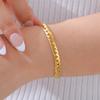 Jewelry Simple Women'S Stainless Steel Four-Sided Grinding Nk Chain Gold Bracelet 1231