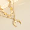 New double-layer disc crescent moon necklace moon pendant temperament fashionable and simple neck chain one pack