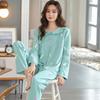 100% pure cotton pajamas women's long-sleeved printing set casual loose spring and autumn thin air-conditioned clothing loungewear can be worn outside