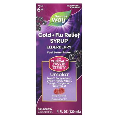 Sciroppo per Sollievo da Raffreddore e Influenza, Sambuco, Umcka®, Dai 6 Anni in Su, Frutti di Bosco, 120 ml (4 once fluide)
