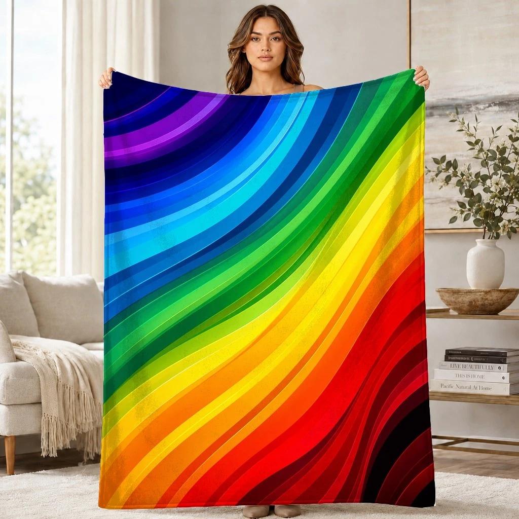 Abstract Rainbow Stripes Coral Fleece Blanket