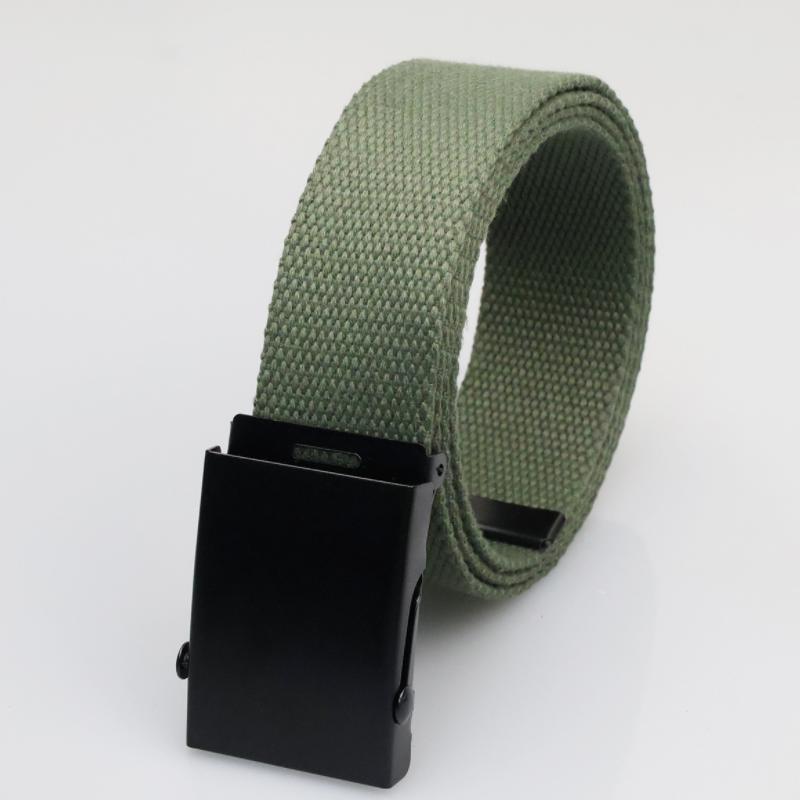 3.8cm Casual Canvas Belt Silver Alloy Buckle Solid Outdoor Comfortable Cotton Sports Belt Unisex 110cm