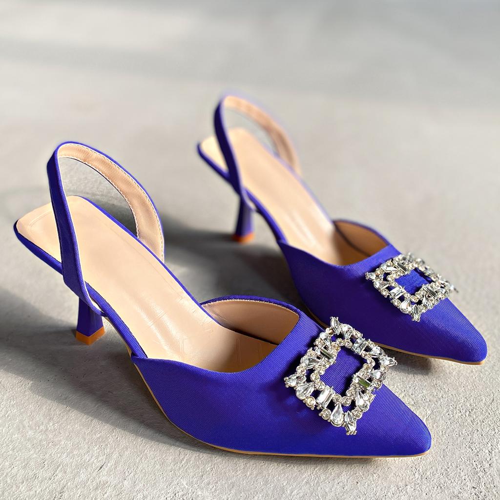 Mode 2024 Sommermode Neue Slipper Sexy Spitzschuh High Heels Baotou Metallverziert Stiletto Leichte Sandalen Schuhe für Frauen