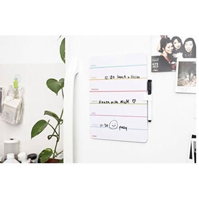 Ardoise effaçable à sec - Kikkerland - Semainier - 24 x 19 cm - Multicolore - Grille hebdomadaire
