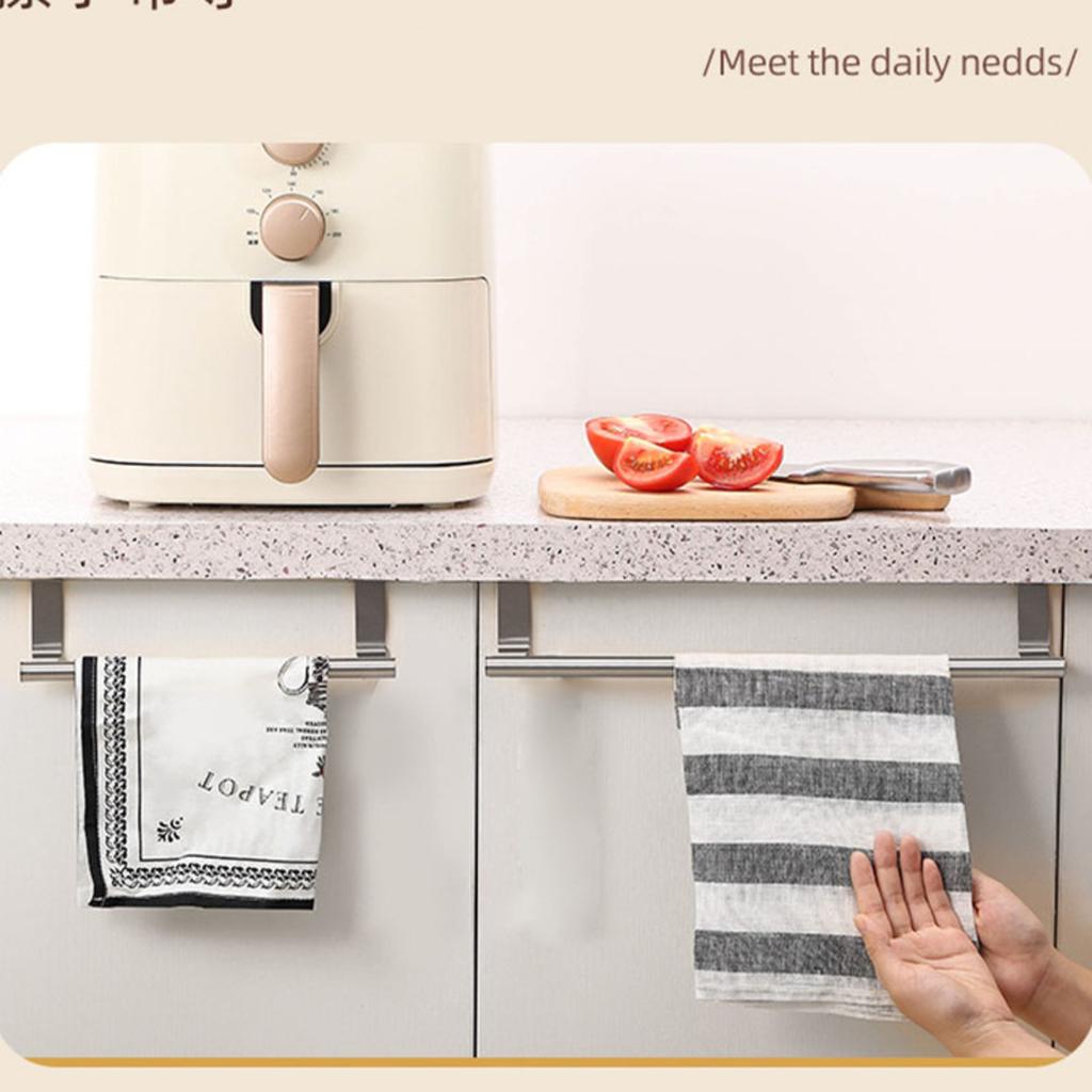 Multi-purpose Towel Rack Stainless Steel Single Pole Towel Rack  Punching Cabinet Door Back Rag Hanging Rack Towel
