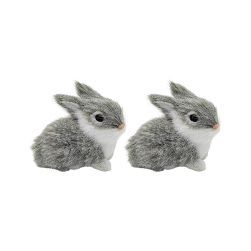 Realistic Rabbit Figurine Lively Easters Bunnies Stuffe Farm Animal Plush Rabbit Statue Spring Home Decors Photo Props