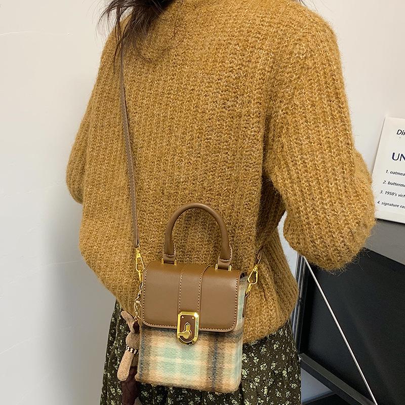 Damen High End Vielseitige Mini Karomuster Handheld Ein Schulter Umhängetasche