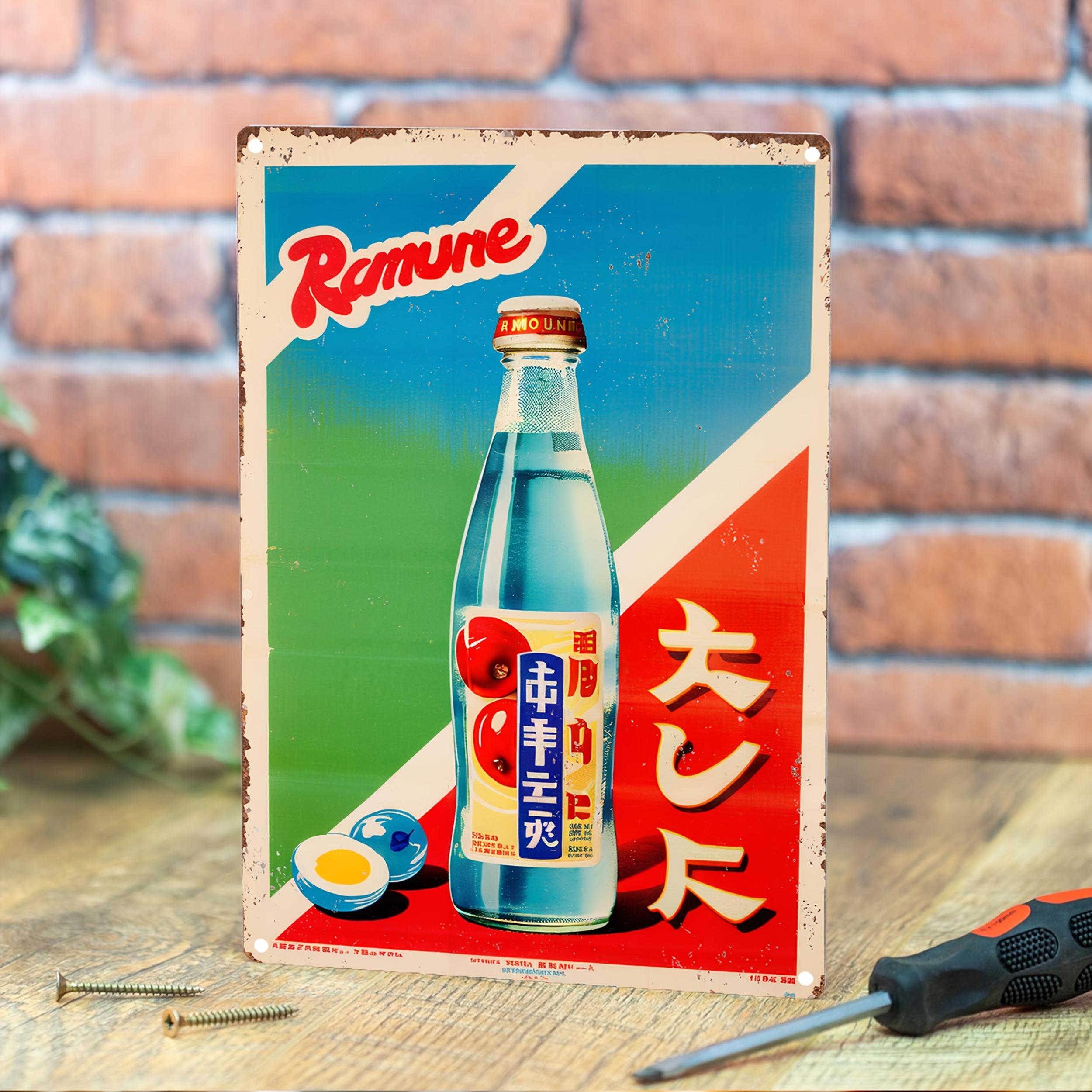 HD Metal Tin Sign Retro Ramune Japanese Soda Vintage Metal Wall Art Drink Themed Decor for Bar Kitchen 20x30cm（7.8x11.8inch）