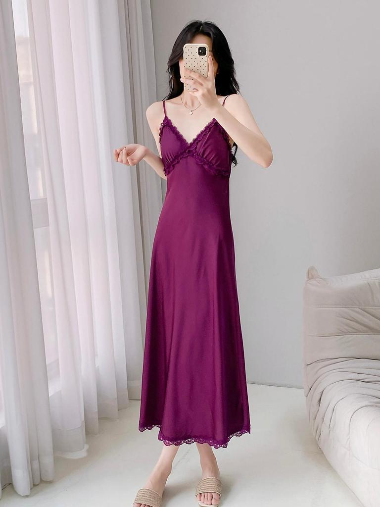 Vestaglia con Spalline Sottili in Seta di Ghiaccio - Sexy Accappatoio da Sposa per Primavera/Estate