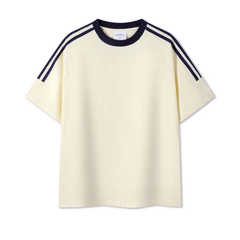 JIAOXIU Sporty Three-Stripe Patchwork T-Shirt