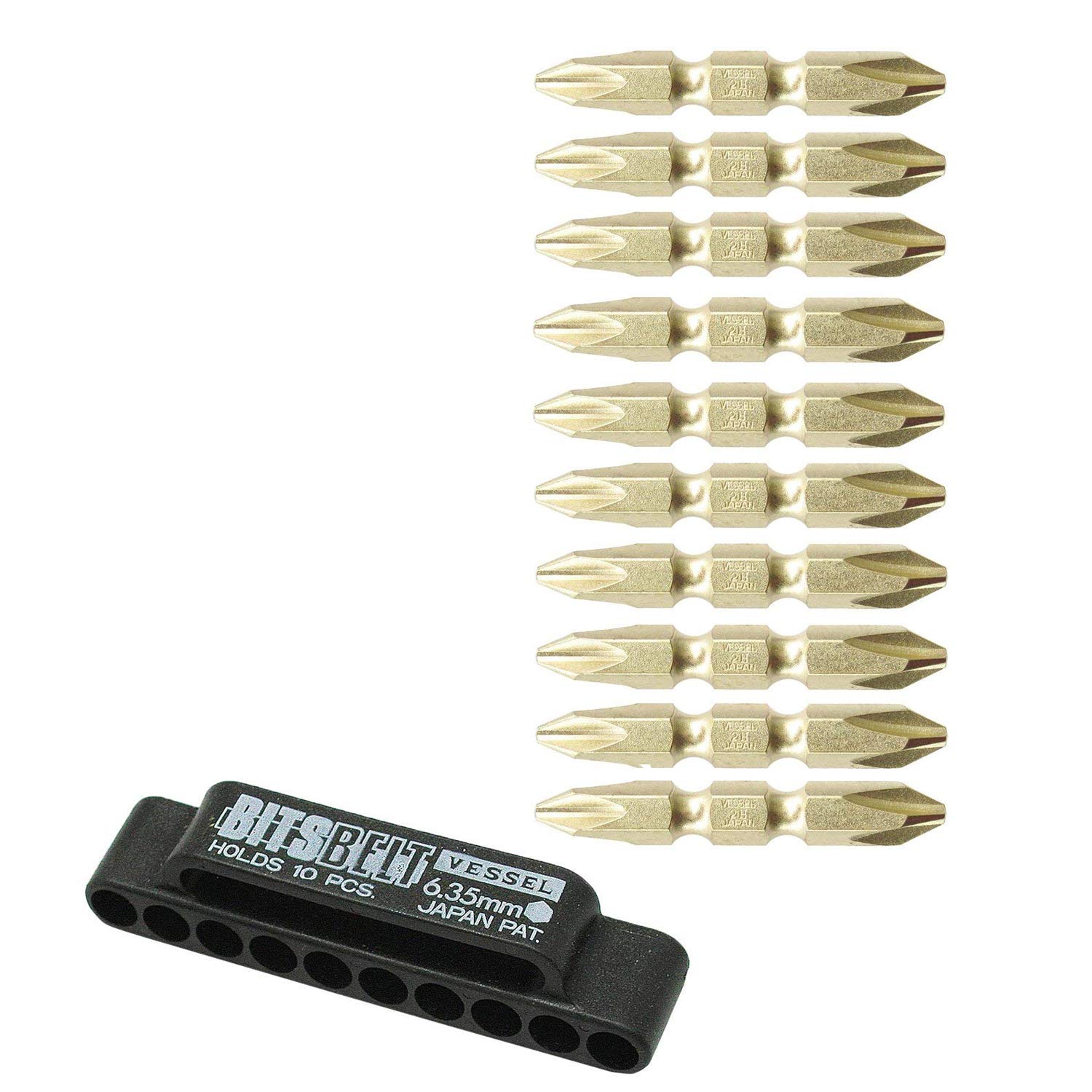 

VESSEL Bit Set x 45mm set with holder +2 10-piece BW-11