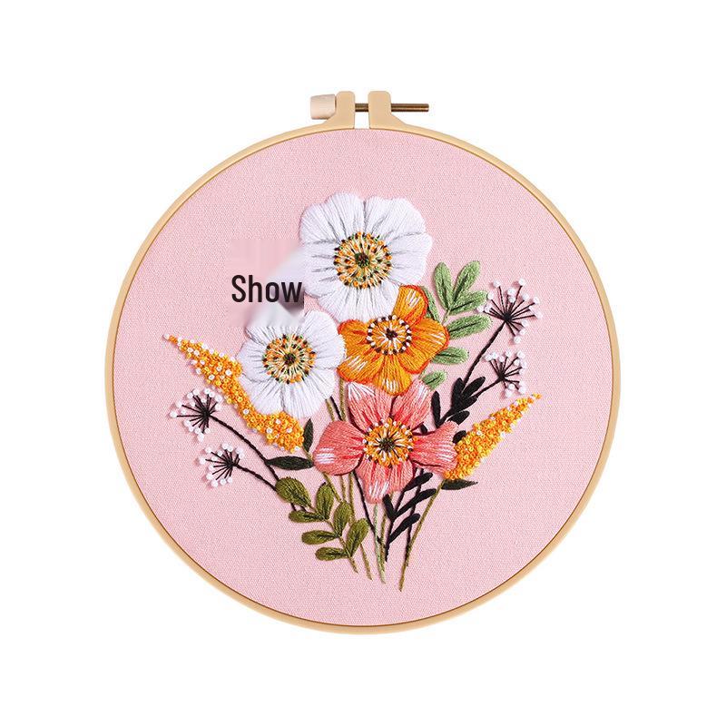 DIY Hand Embroidery Kit: Colorful Time Flowers Bridal Bouquet