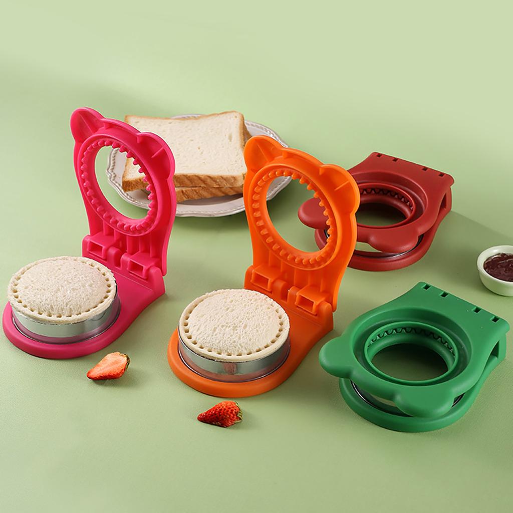 Toast Sandwich Cutter Mold Sealer Flip Sandwich Cutting Tool for Kids Lunch Stainless Steel Blade Circular Bread Pastry Mold