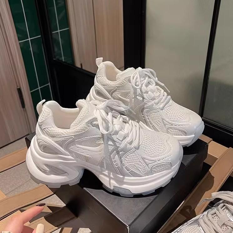 Dámské boty na platformě ze síťoviny, prodyšné stříbrné, táta boty, letní nová móda 2025, zvýrazňující všestranné, ležérní sportovní boty