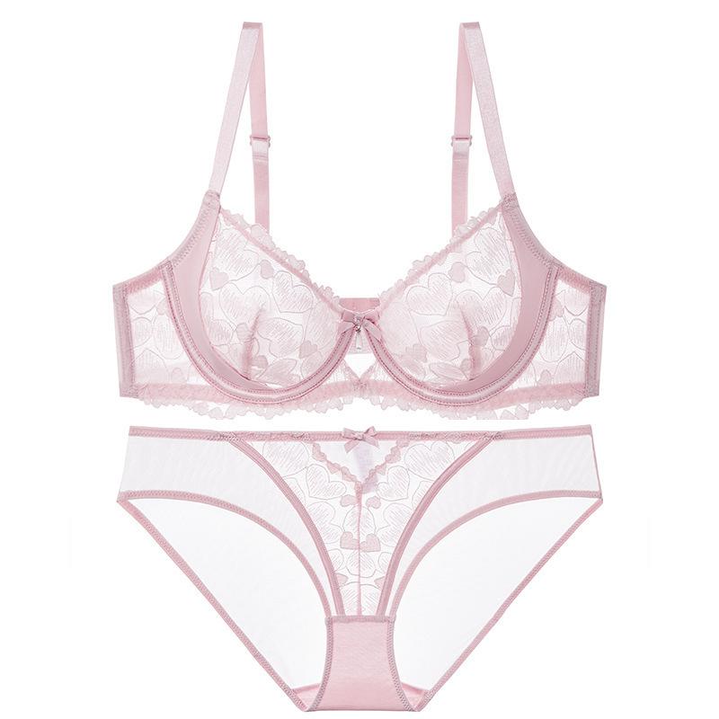 Sexy Underwear Ultra-thin Big Breasts Show Small Large Size Underwear Natal Year Red Girl Lace Bra Cover