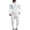 Men's Winter Casual Plus Velvet Warm Zipper Stand Collar Sweatshirt Men's Sports Pants Sweatshirt Set