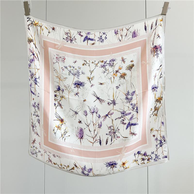 100% Silk Scarf Women's Spring Summer Fashion Versatile 12 MM Silk Scarf 65cm Medium Square Scarf Shape Decorative Shawl