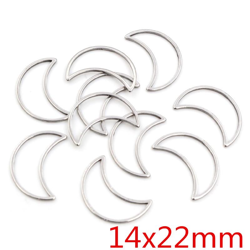 20pcs 3 Size Moon Charm Gold Stainless Steel Pendant Open Bezels Hollow Pressed Resin Frame Mold Bezel DIY Jewelry Making