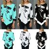 Irregular Women Floral Blouse Tee Ladies Long Sleeve Casual Loose Tshirt S5xl