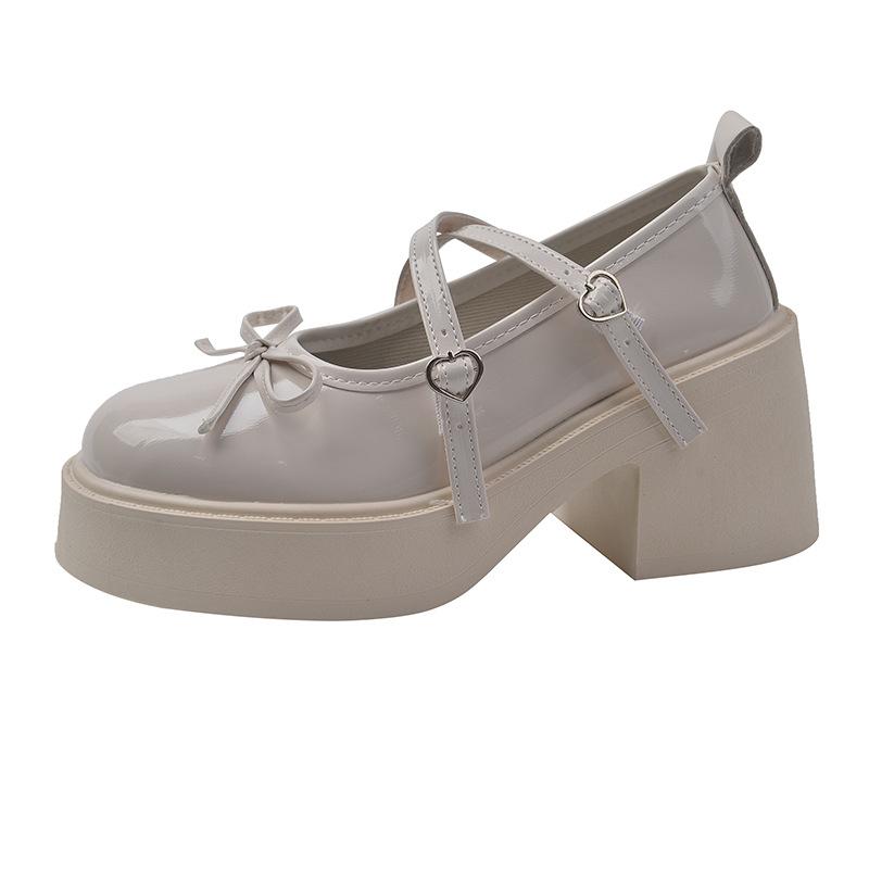 

Black round head versatile jk platform small leather shoes women s 2024 new summer retro French light mouth Mary Jane single shoes 35