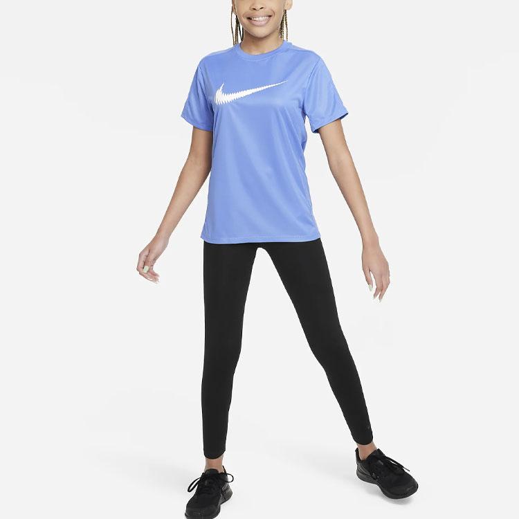 Nike Trophy 23 Logo Print Round Neck Short Sleeve T-Shirt Kids Tops Sky-Blue FD3965-450