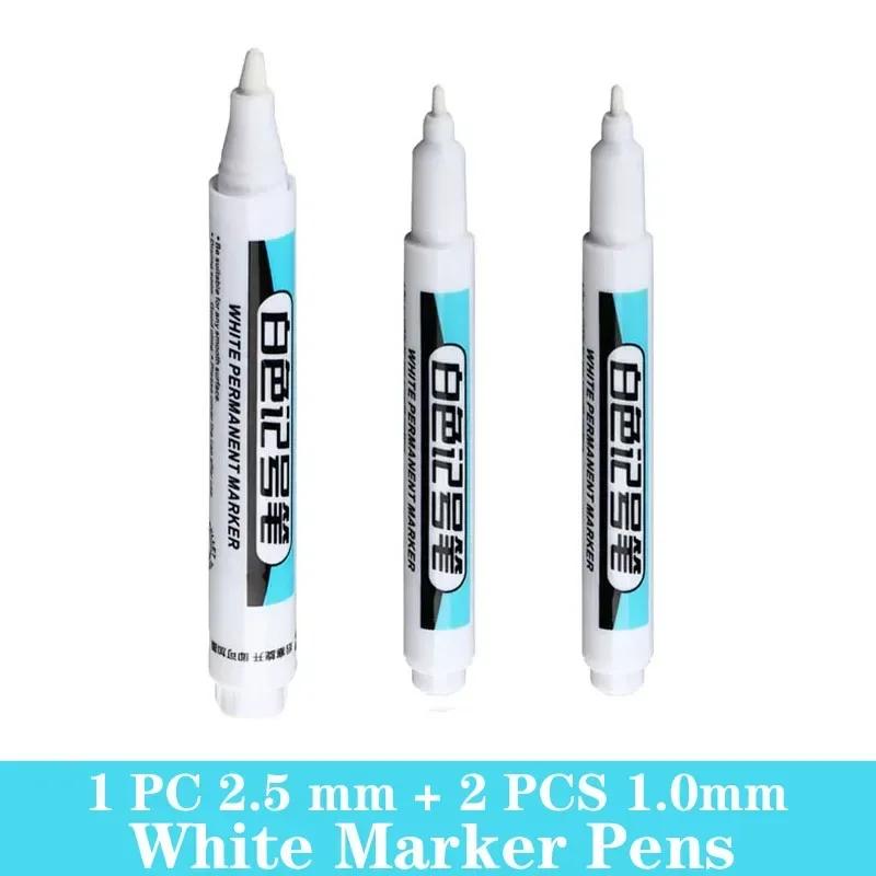 1/3/5 PCS White Paint Markers Pens Oily Waterproof Plastic Large Capacity White Marker School Supplies Stationery 0.7/1.0/2.5mm