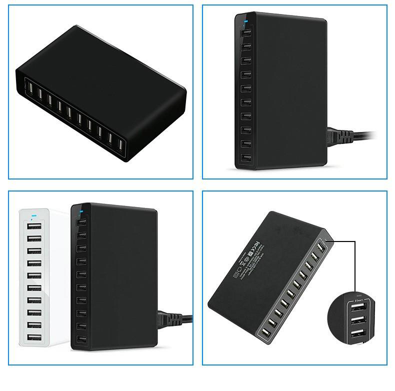 60W Multi-Port USB Charger 5V/12A - Fast Charging for Apple, Huawei, Xiaomi Devices