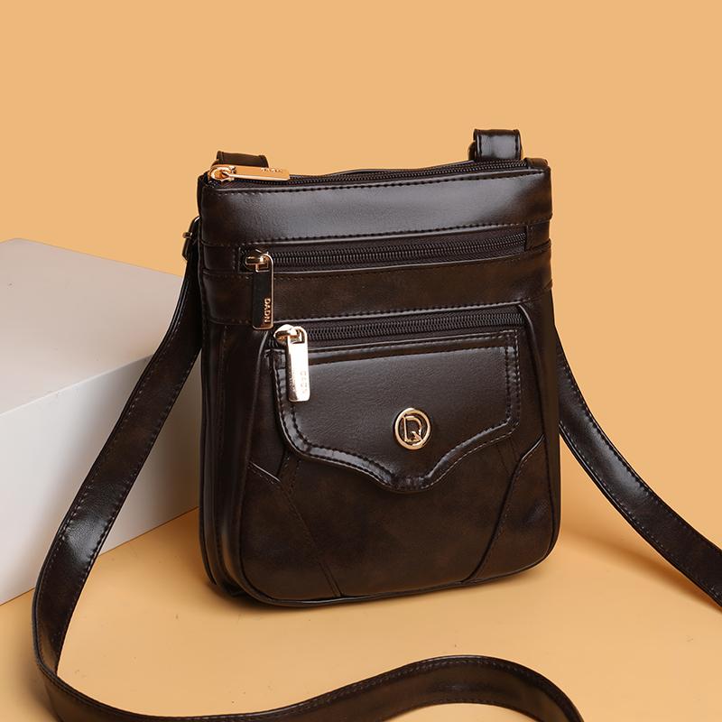 Women's Retro PU Leather Mobile Phone Bag Fashionable Soft Crossbody Bag for Summer