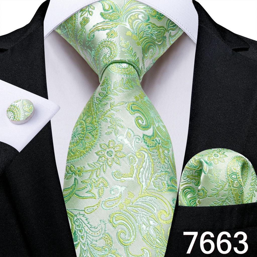 Designer Mens Striped Necktie Set Business Classic Necktie Hanky Cufflinks Set