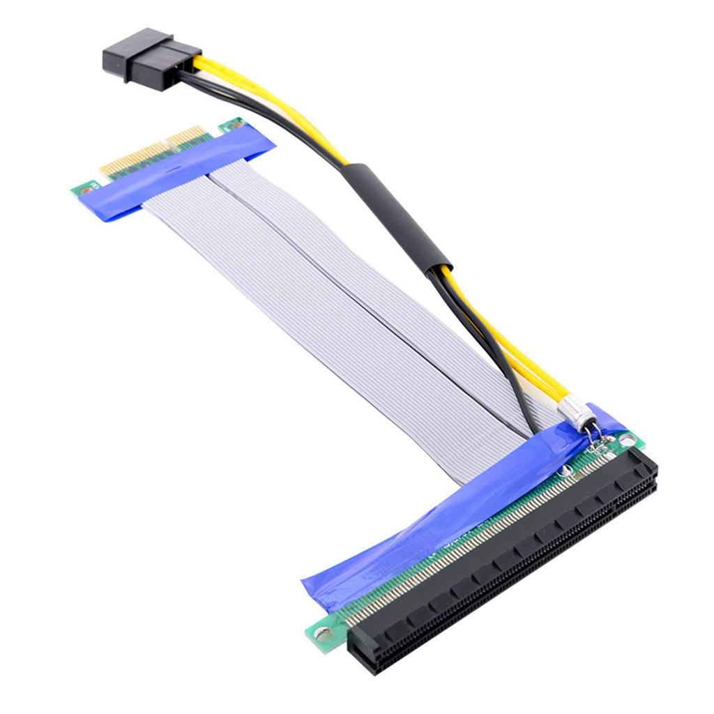 Cablecc PCI-E Express 4x to 16x Flex Cable Extender Converter Riser Card Adapter with 4pin Power 15cm